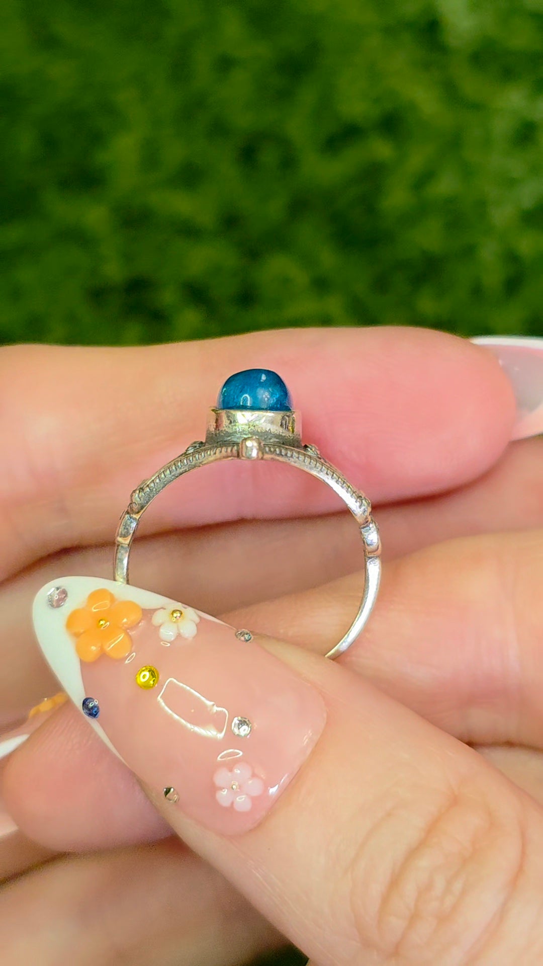 Blue Apatite Filigree Ring