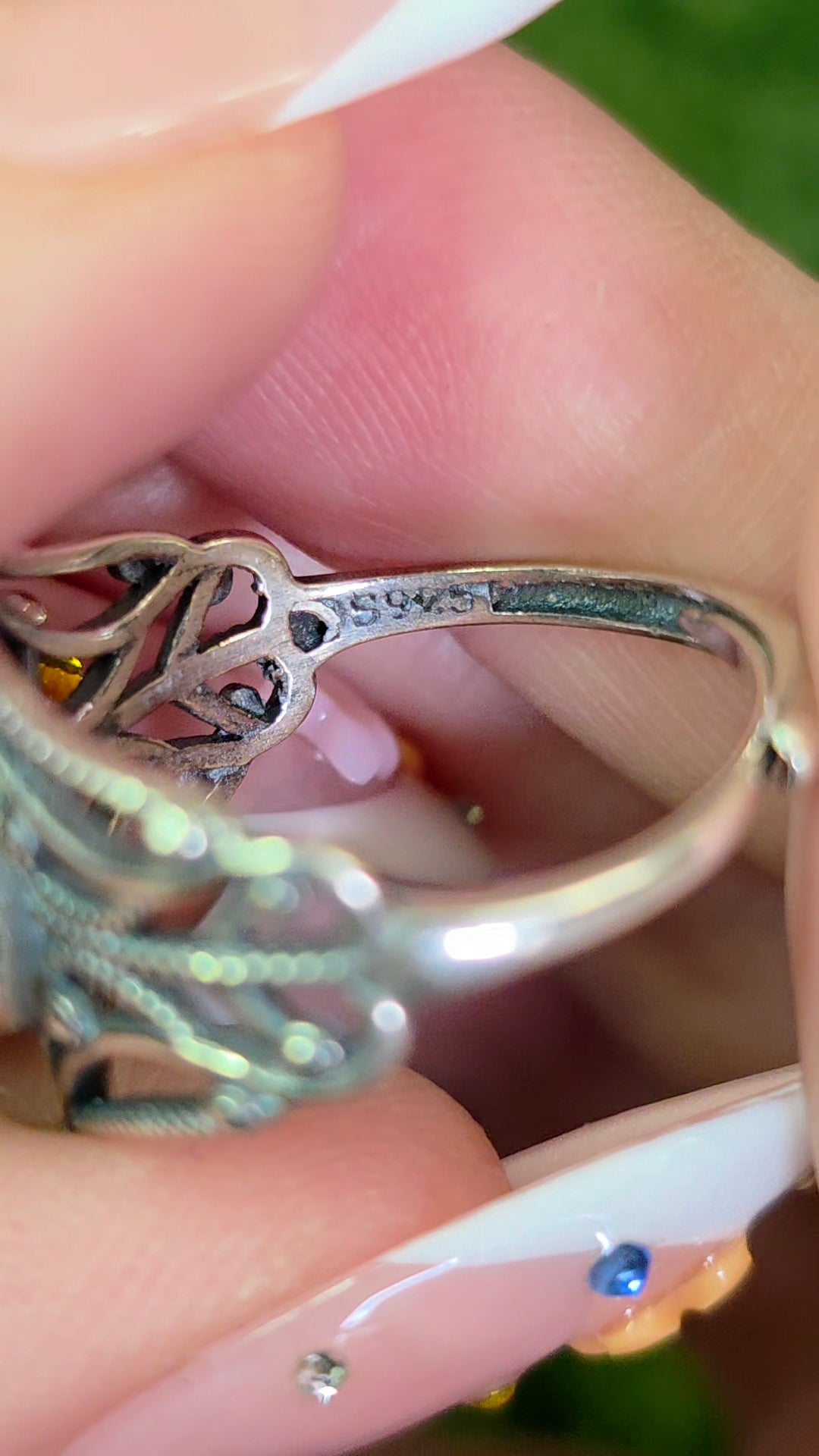 Blue Apatite Filigree Ring