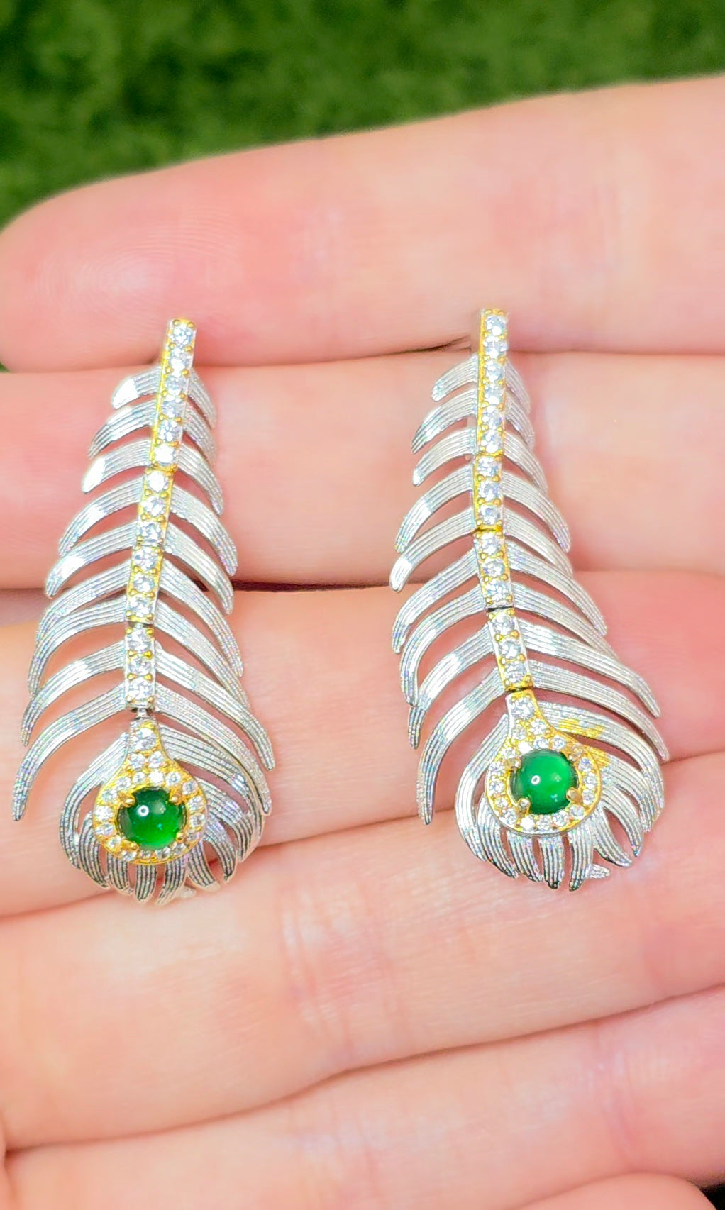 Articulating Jadeite Feather Earrings