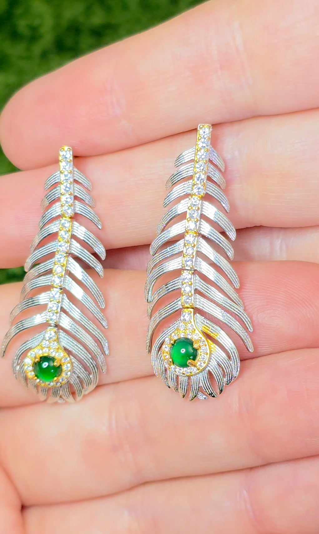 Articulating Jadeite Feather Earrings