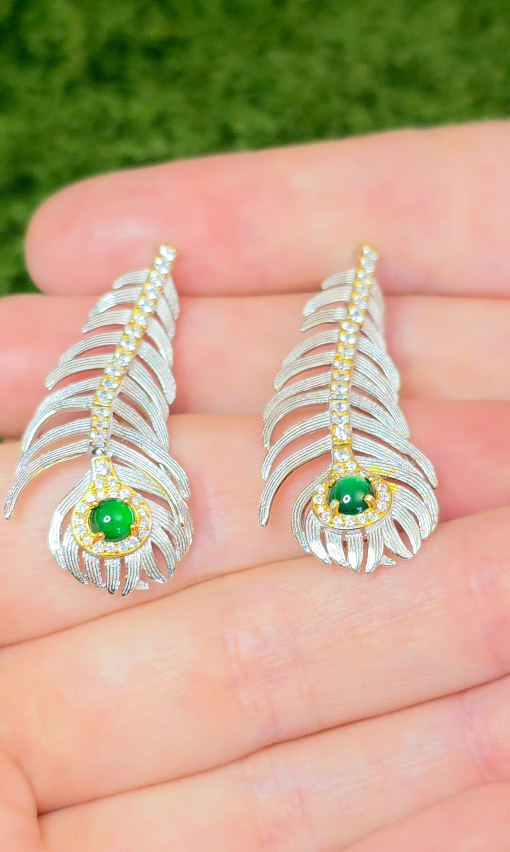 Articulating Jadeite Feather Earrings