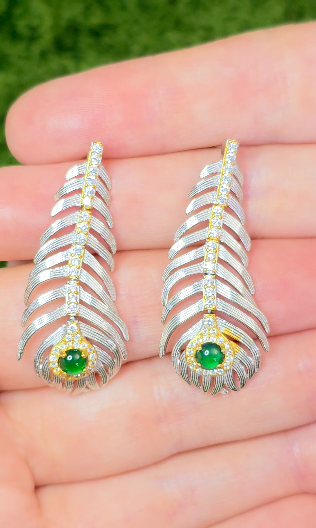 Articulating Jadeite Feather Earrings