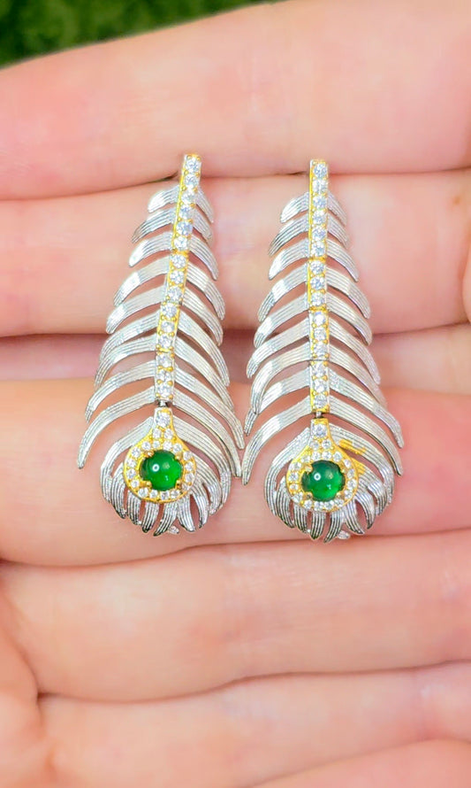 Articulating Jadeite Feather Earrings