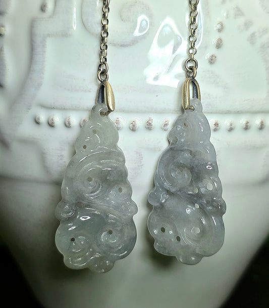 Light Grey Jadeite Cloud Earrings