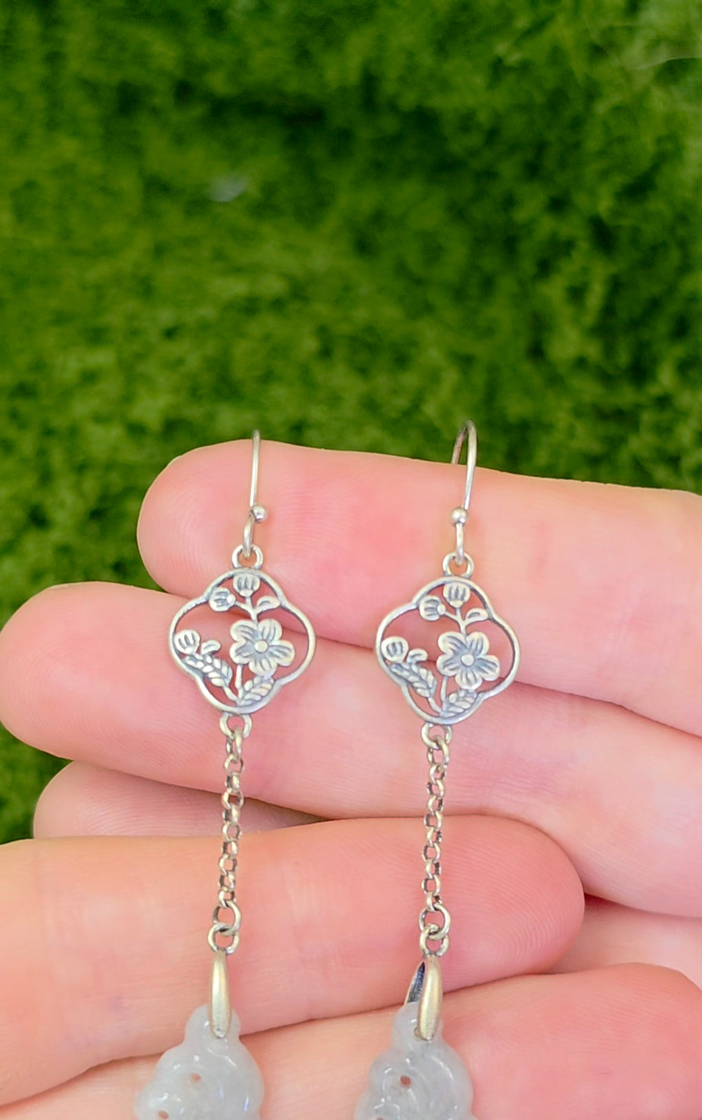 Light Grey Jadeite Cloud Earrings