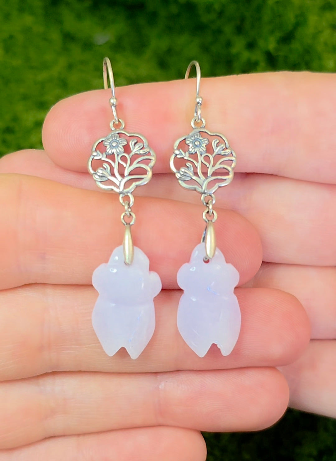 Lavender Jadeite Cicada Earrings