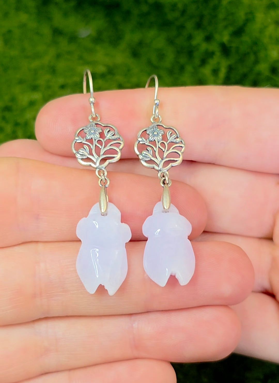 Lavender Jadeite Cicada Earrings