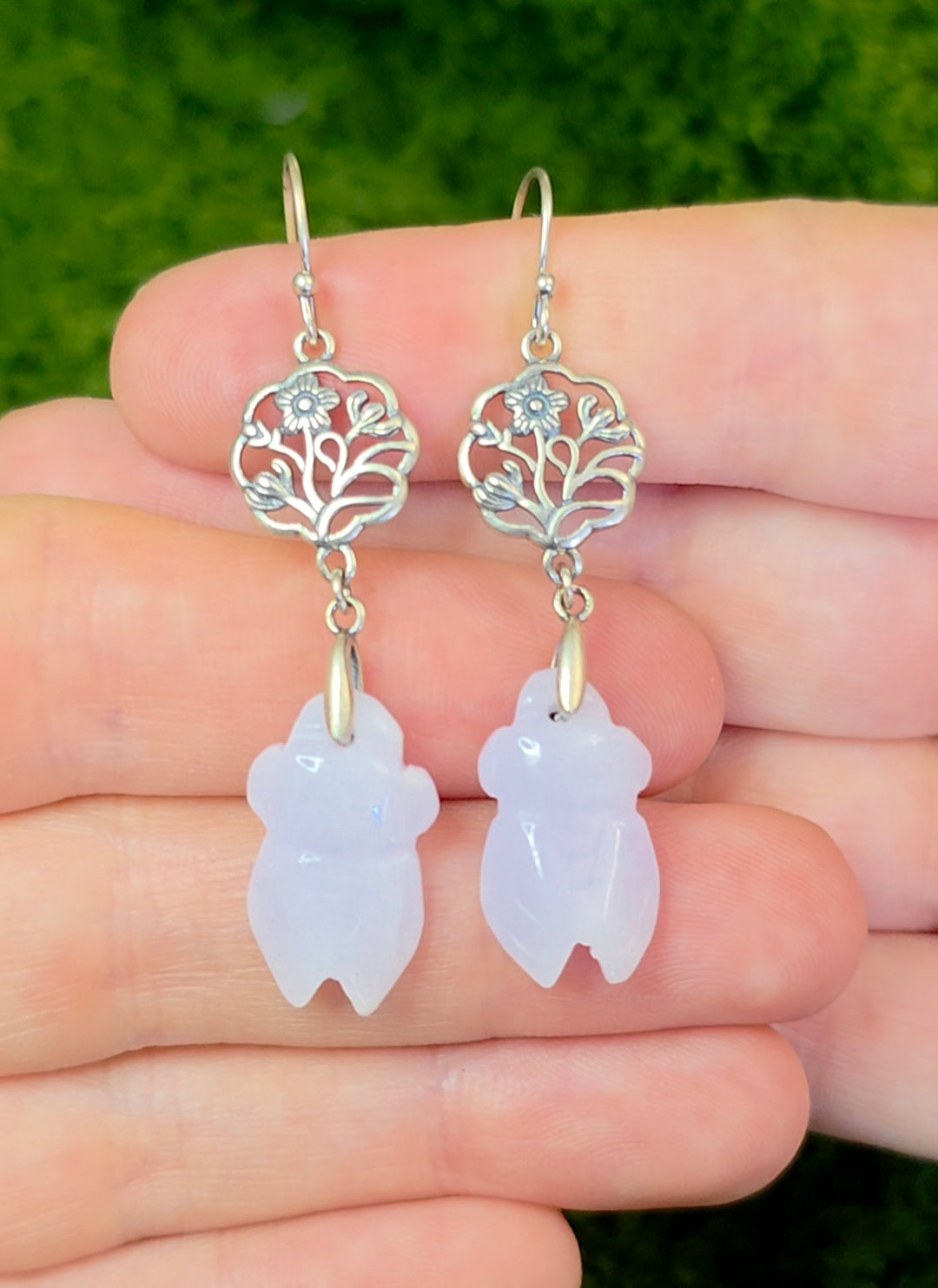 Lavender Jadeite Cicada Earrings
