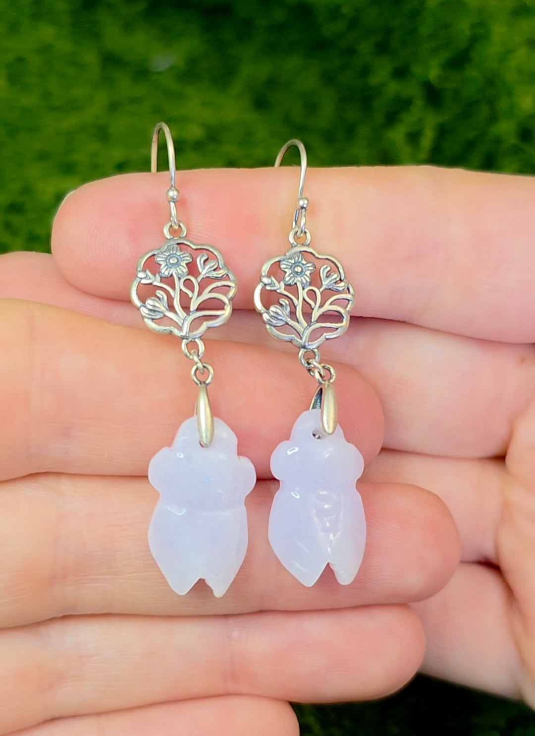 Lavender Jadeite Cicada Earrings