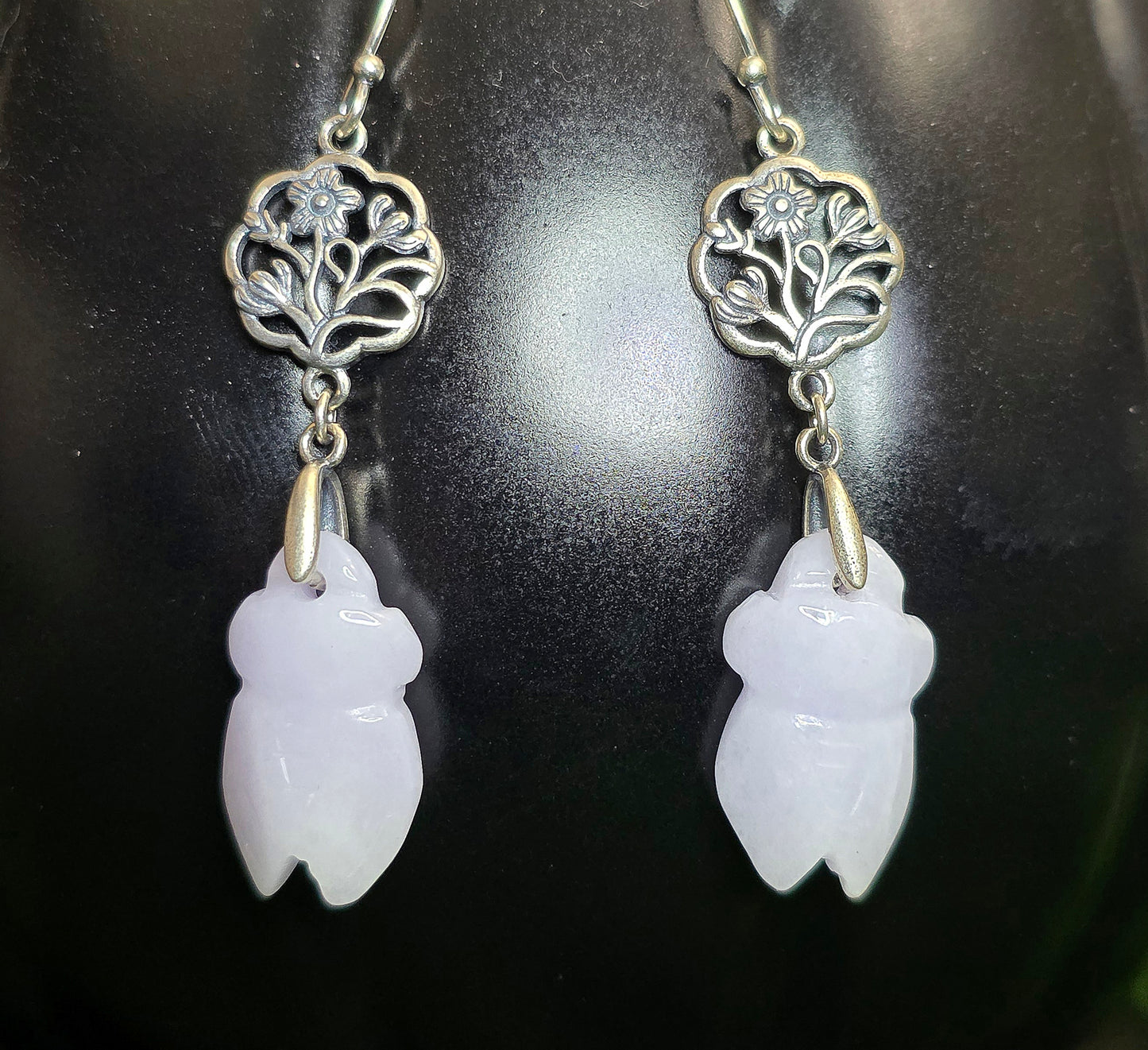 Lavender Jadeite Cicada Earrings