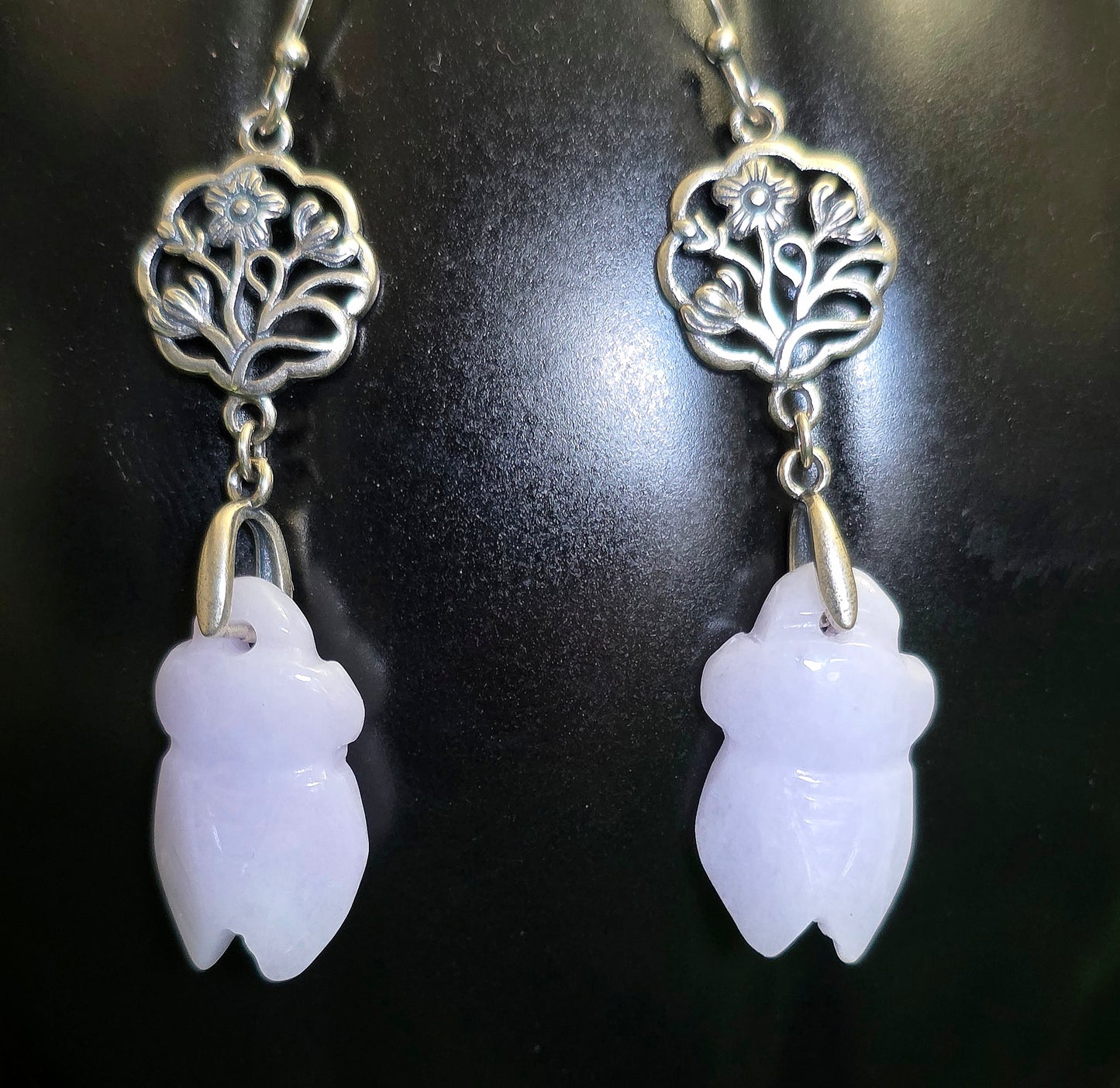 Lavender Jadeite Cicada Earrings
