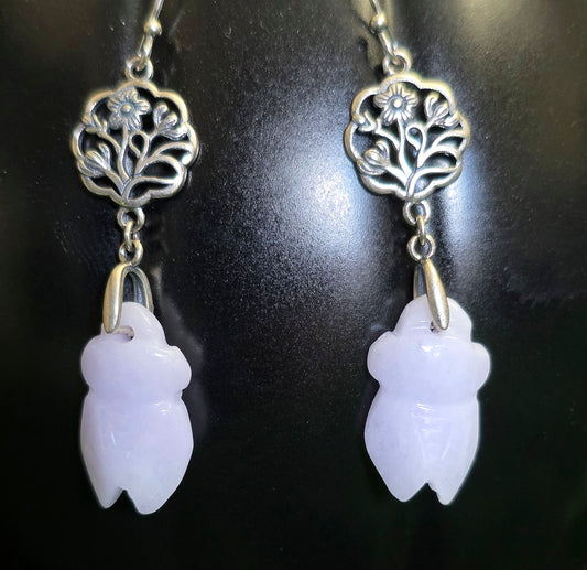 Lavender Jadeite Cicada Earrings