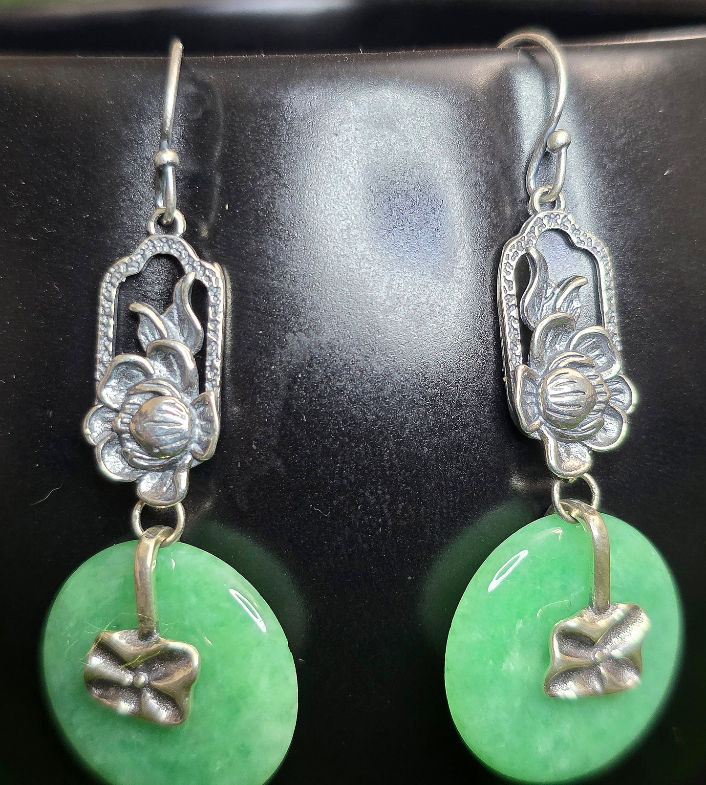 Green Jadeite Disk Earrings