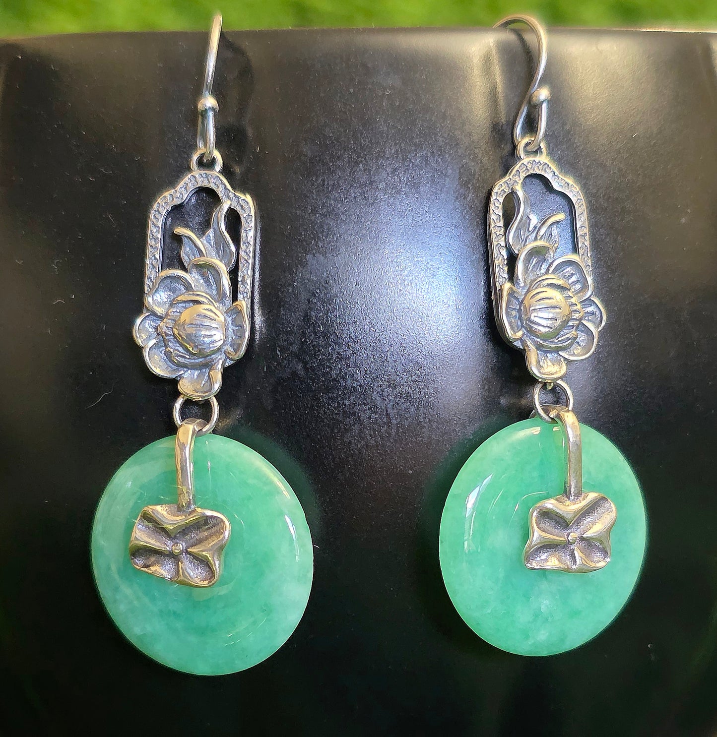 Green Jadeite Disk Earrings