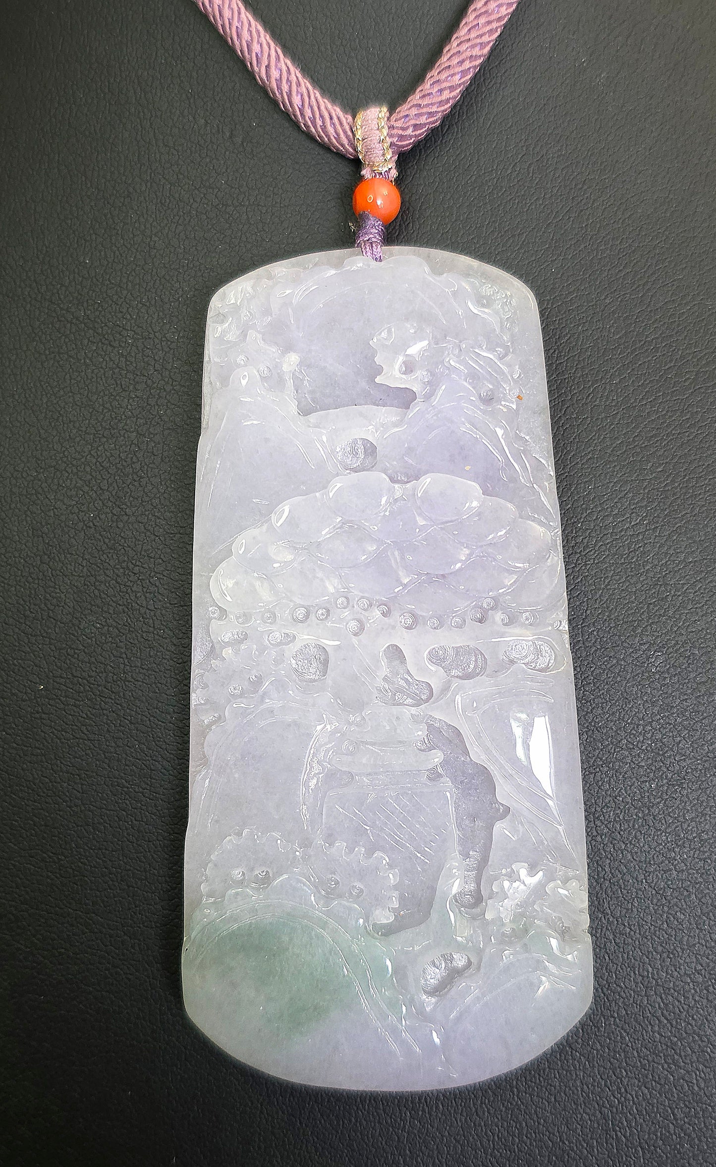 Lavender Jadeite Nature Motif Pendant Necklace