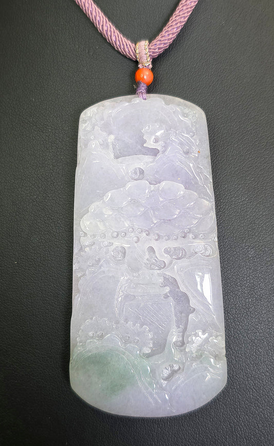 Lavender Jadeite Nature Motif Pendant Necklace