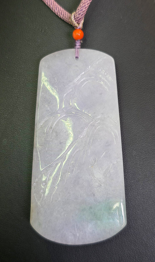 Lavender Jadeite Nature Motif Pendant Necklace