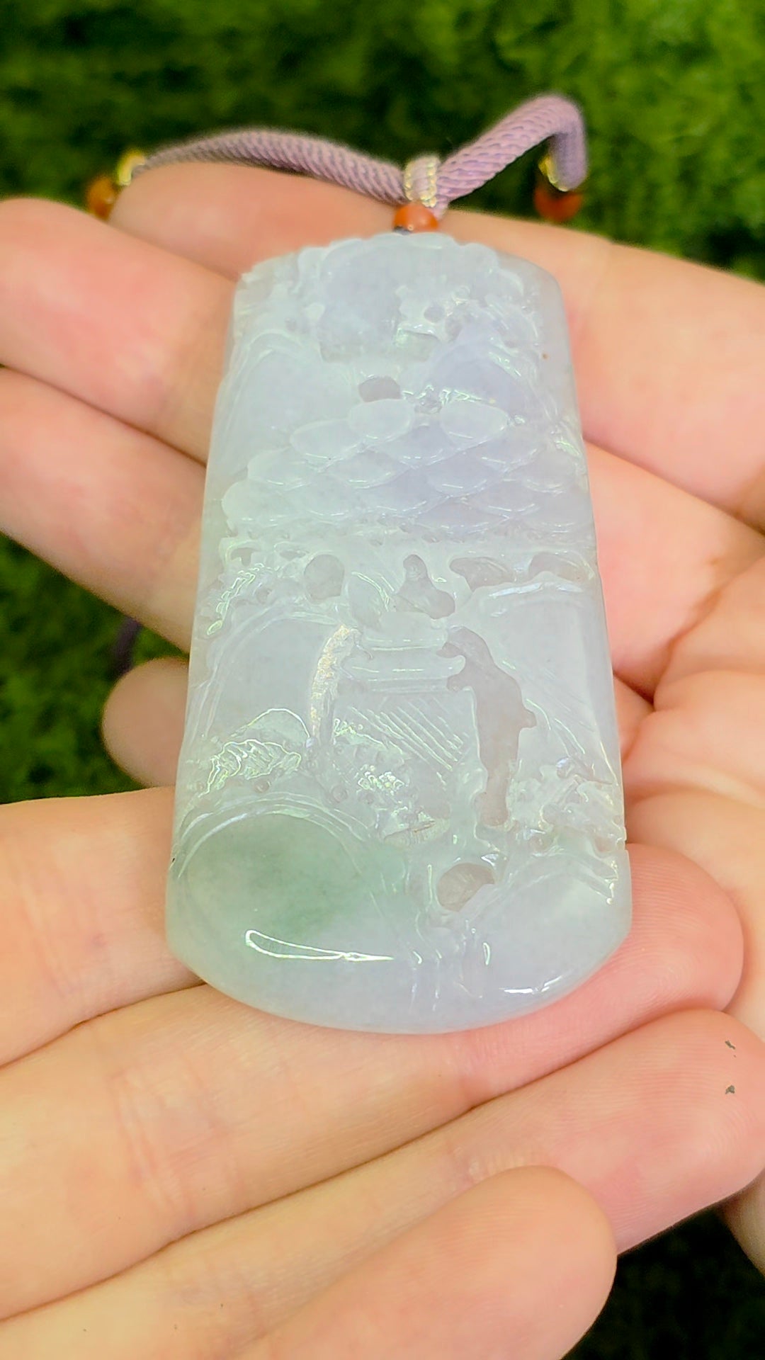 Lavender Jadeite Nature Motif Pendant Necklace