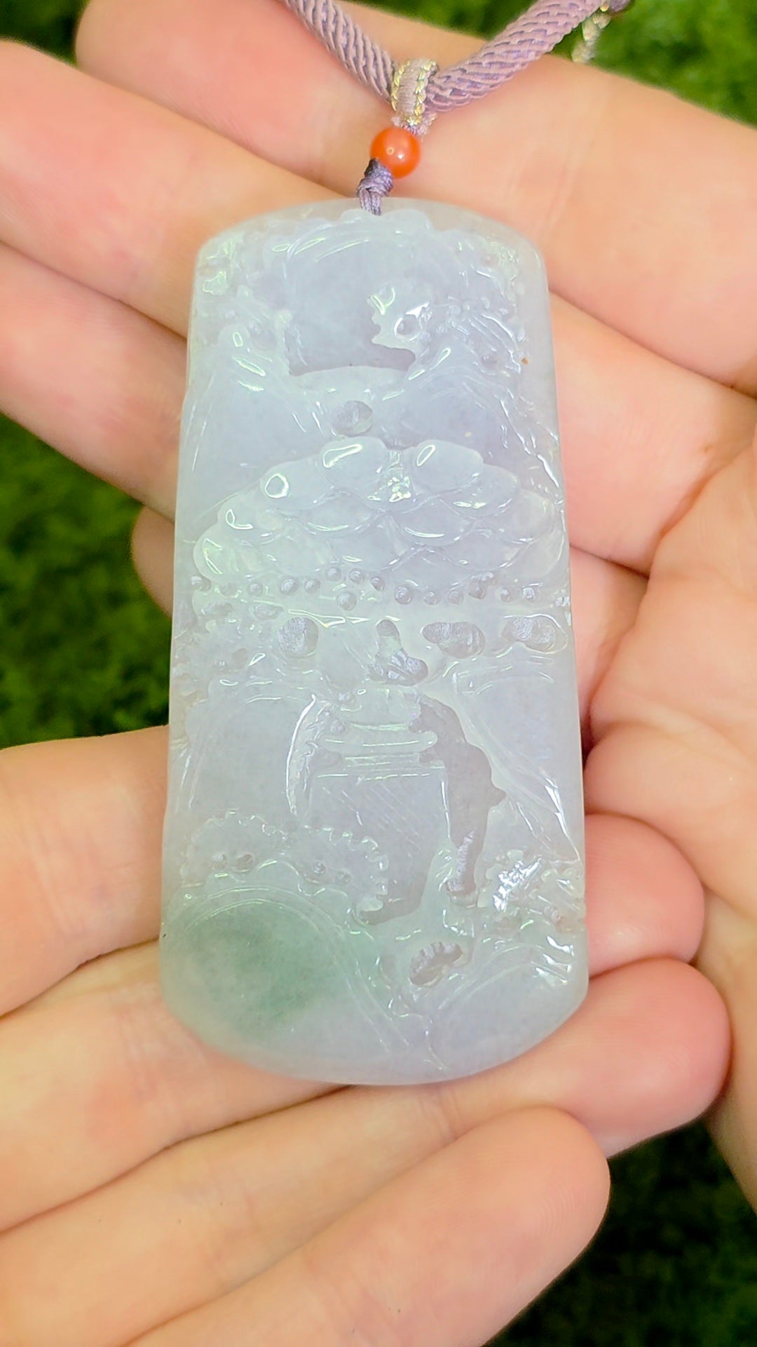 Lavender Jadeite Nature Motif Pendant Necklace
