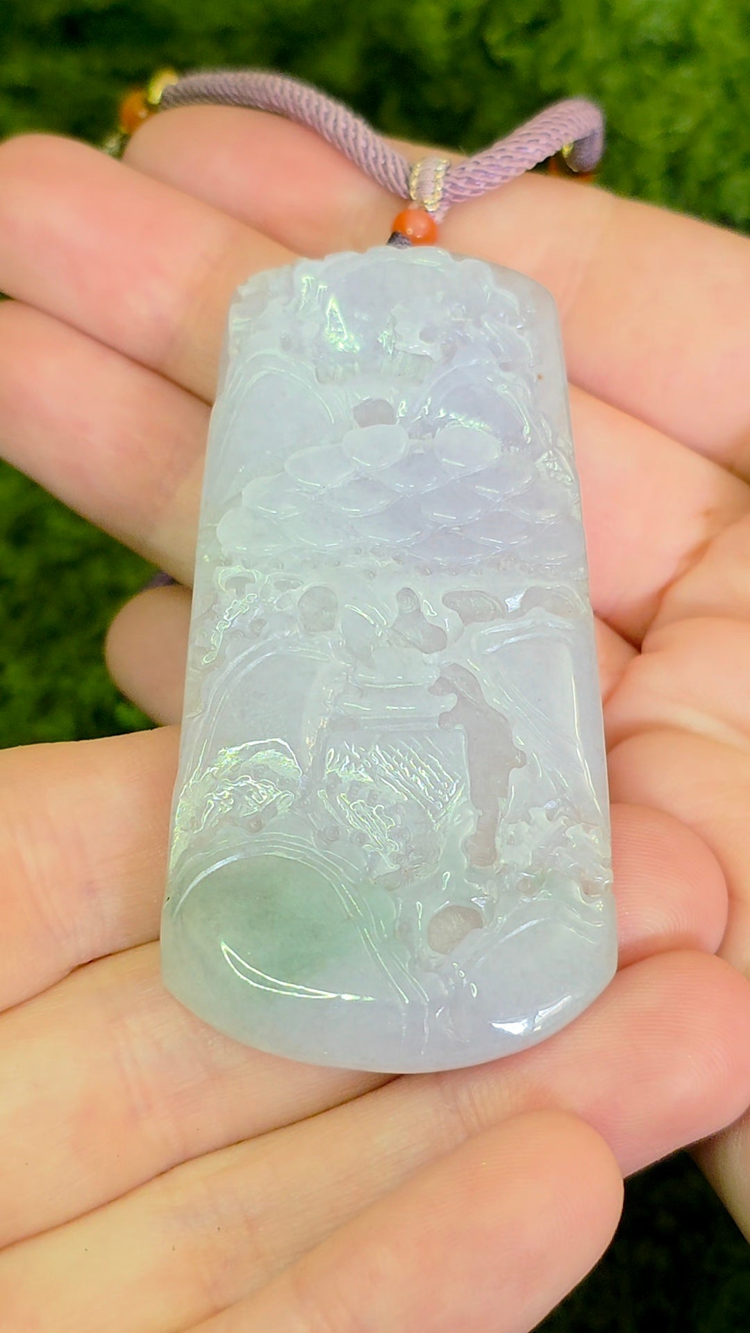 Lavender Jadeite Nature Motif Pendant Necklace