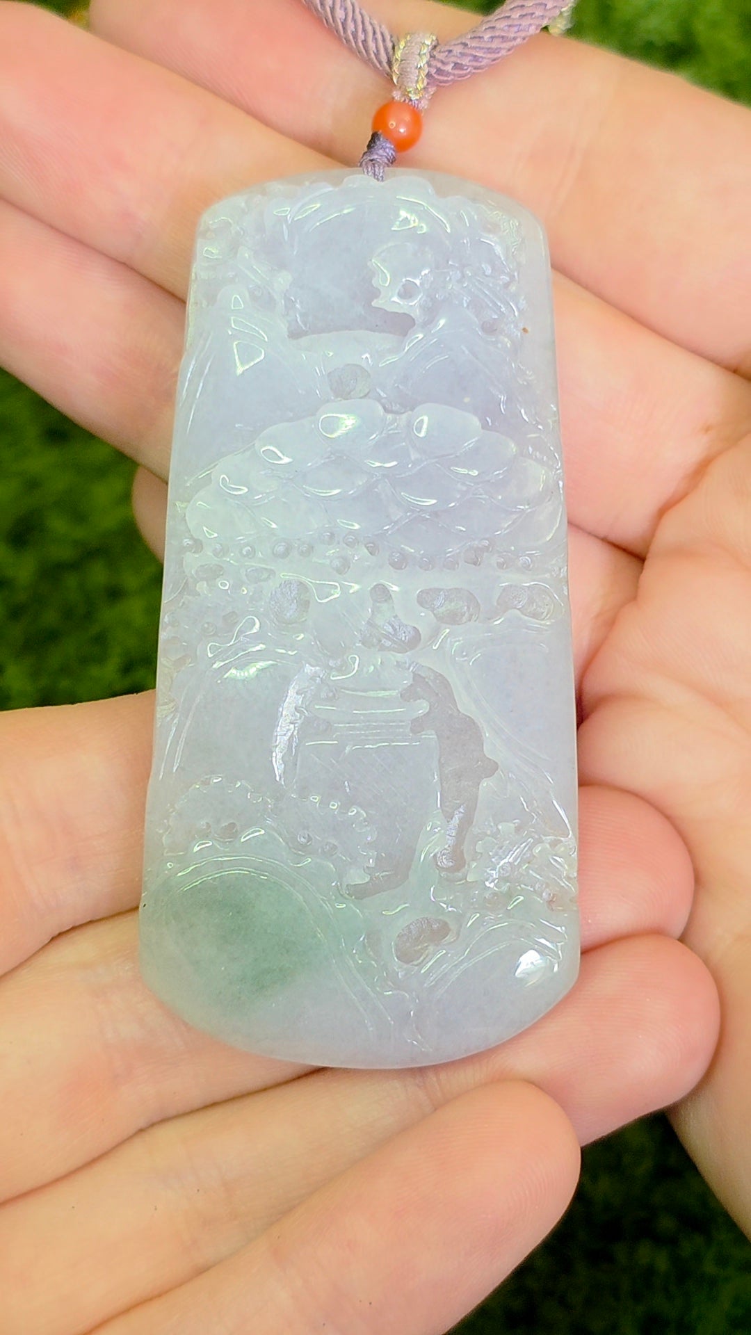 Lavender Jadeite Nature Motif Pendant Necklace