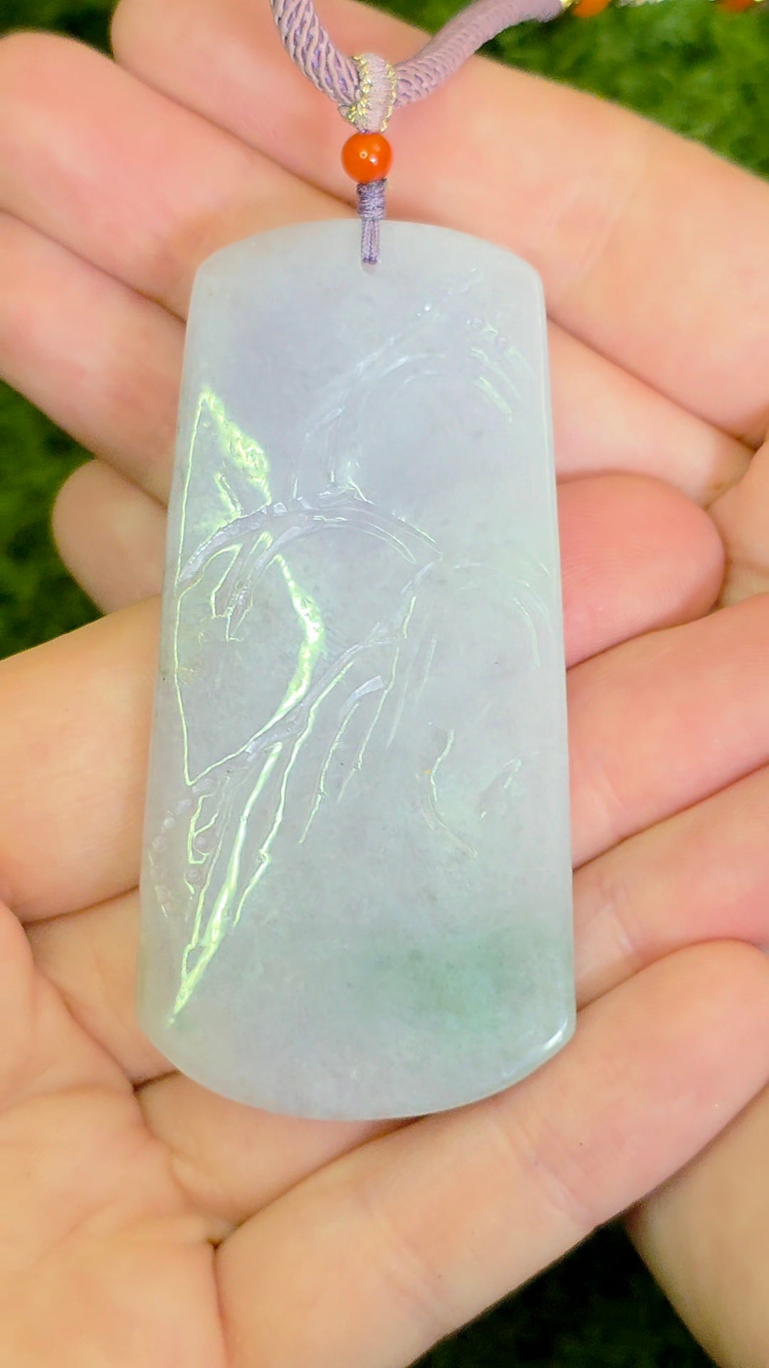 Lavender Jadeite Nature Motif Pendant Necklace