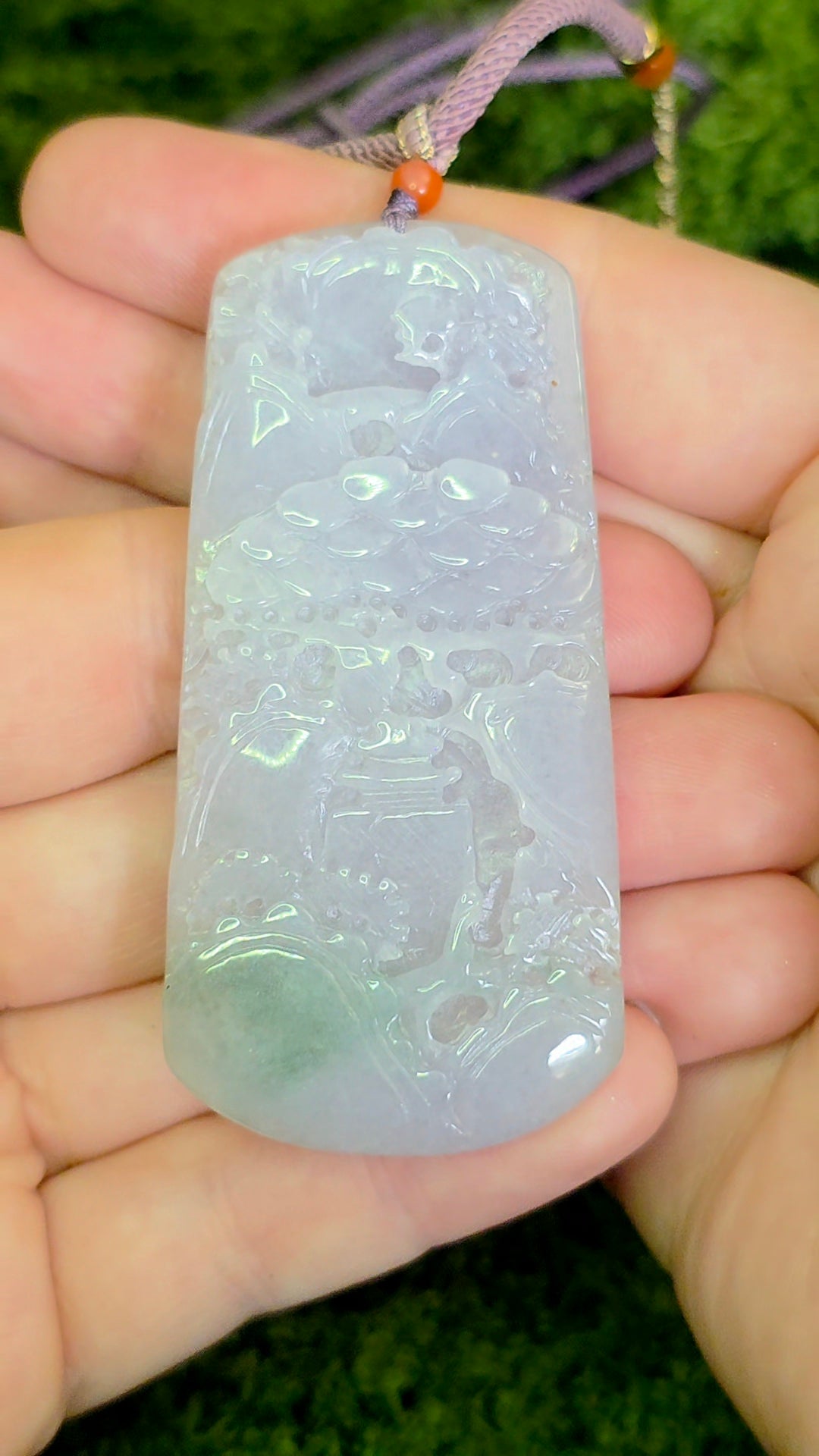 Lavender Jadeite Nature Motif Pendant Necklace