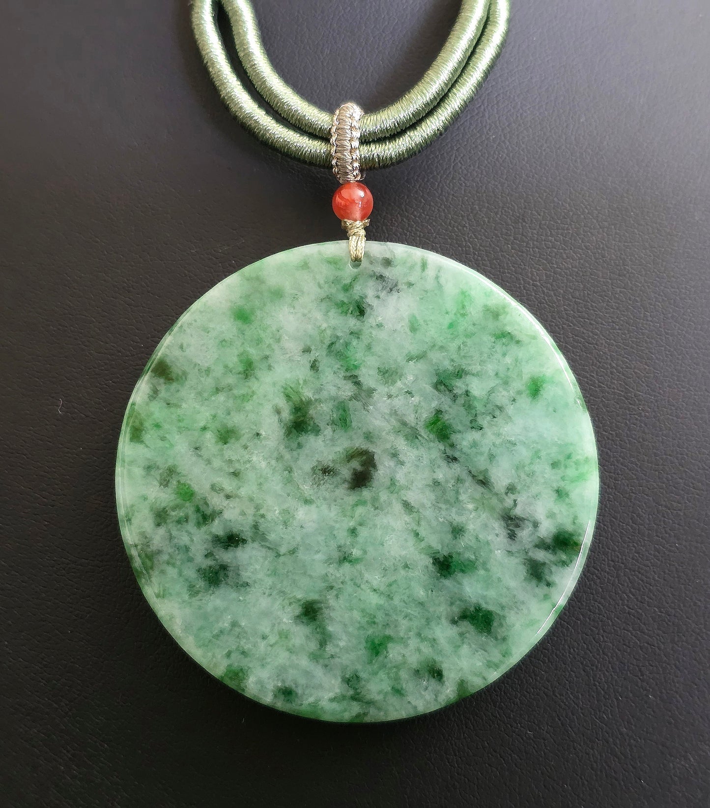 Green Jadeite Nature Motif Pendant Necklace