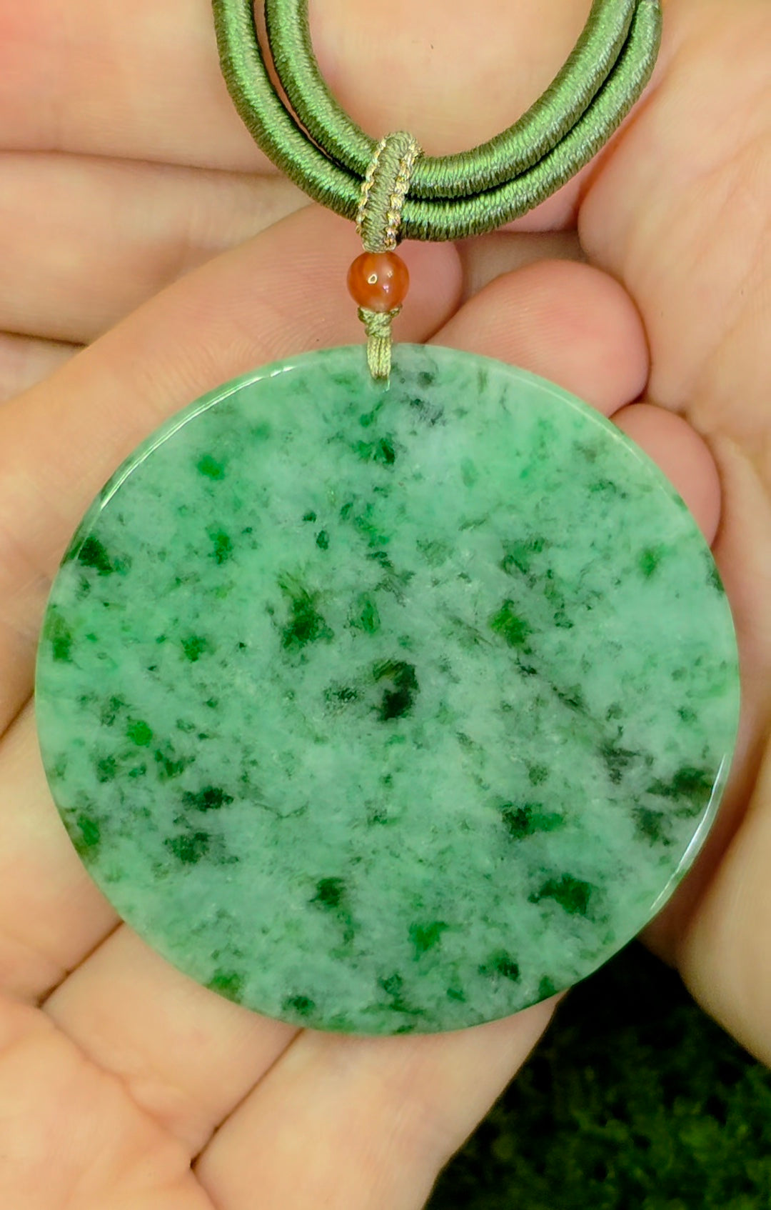 Green Jadeite Nature Motif Pendant Necklace