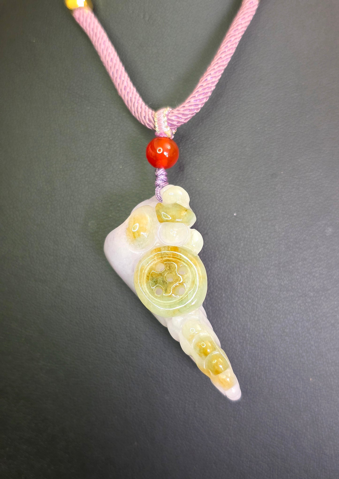 Lavender and Green Jadeite Seahorse Pendant Necklace