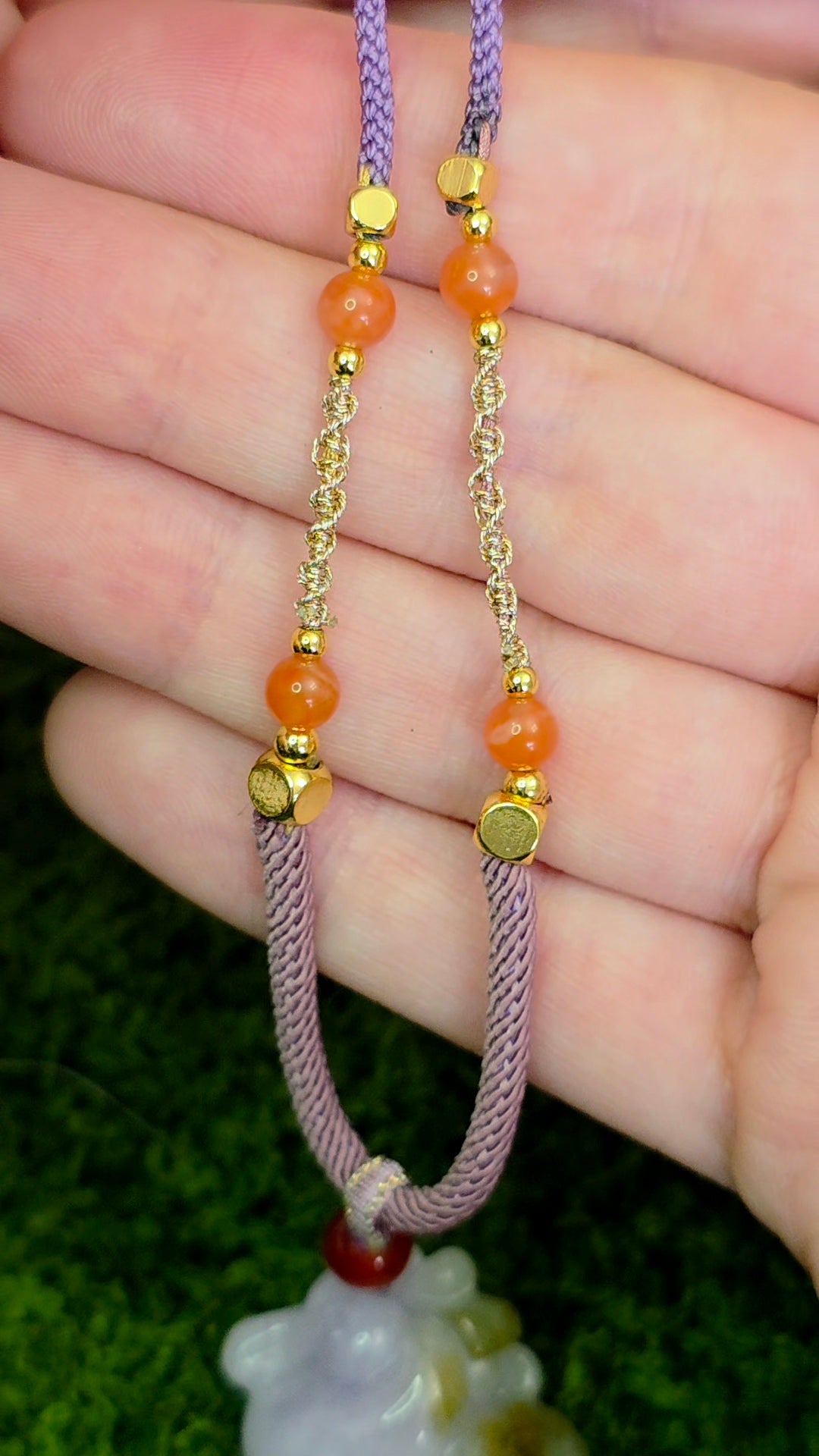Lavender and Green Jadeite Seahorse Pendant Necklace