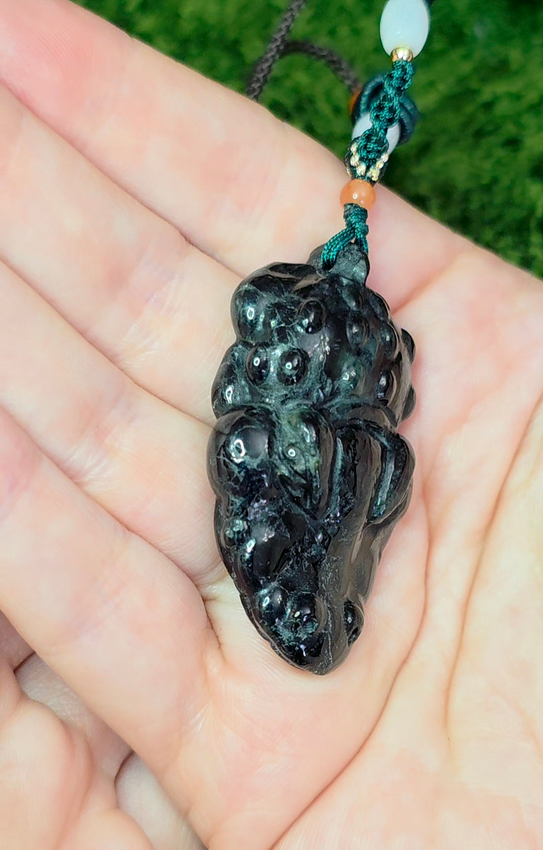 Dark Green Jadeite Alligator Pendant Necklace