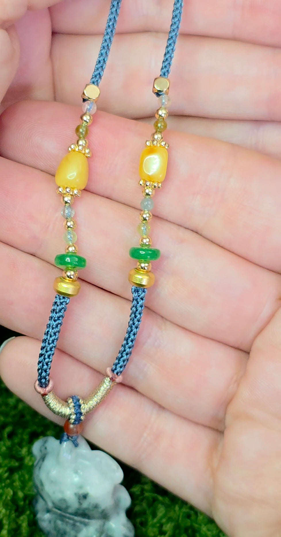 White and Green Jadeite Alligator Pendant Necklace