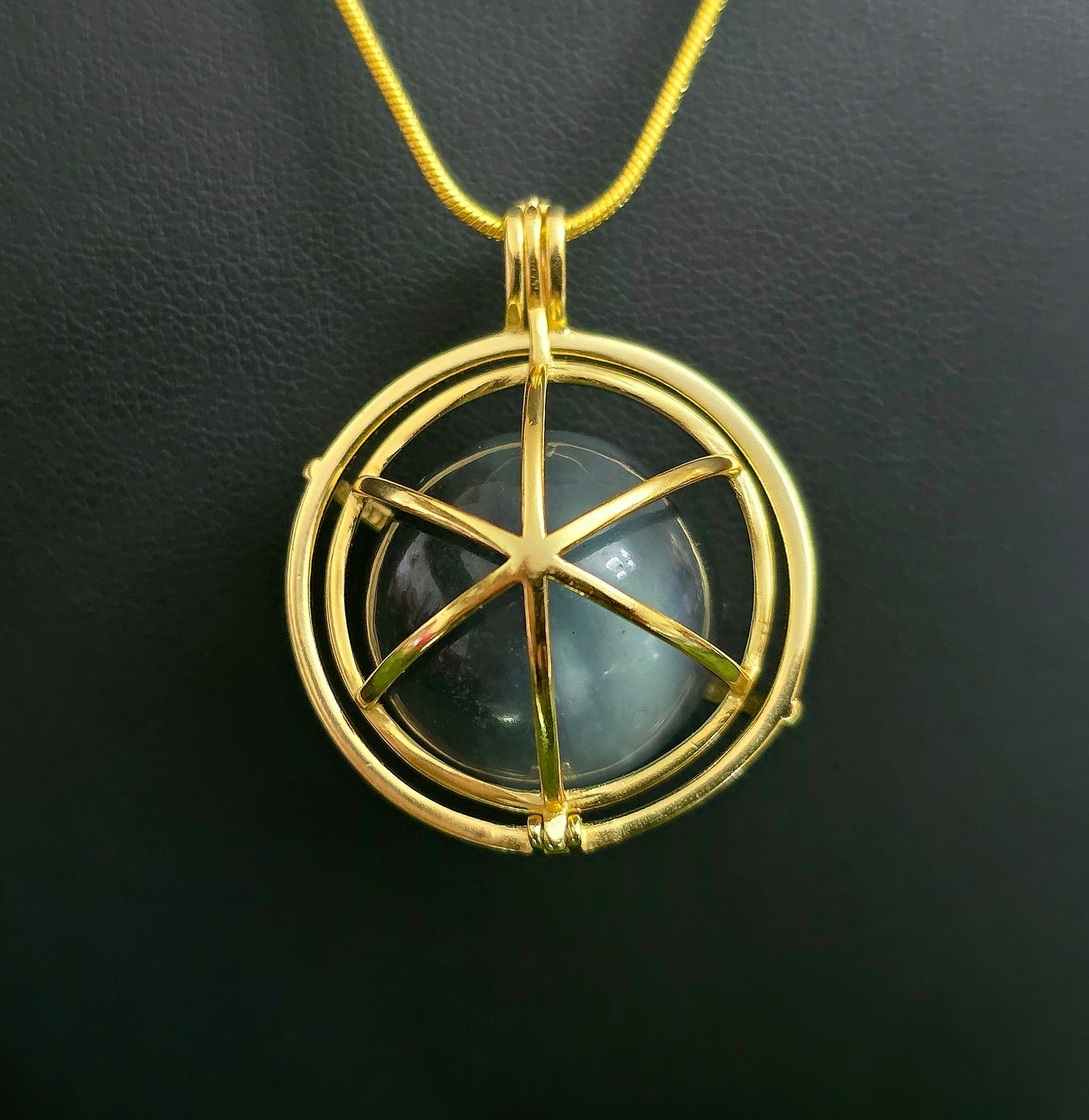 Aquamarine and Tourmaline Mini Sphere Cage Pendant