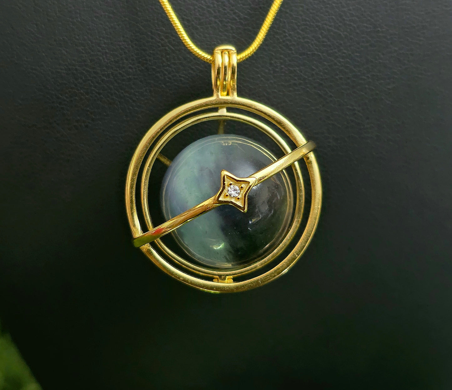 Aquamarine and Tourmaline Mini Sphere Cage Pendant