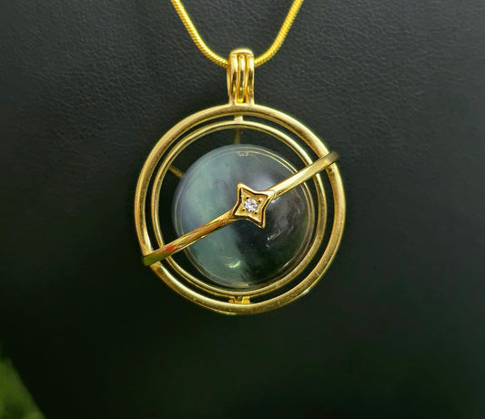 Aquamarine and Tourmaline Mini Sphere Cage Pendant