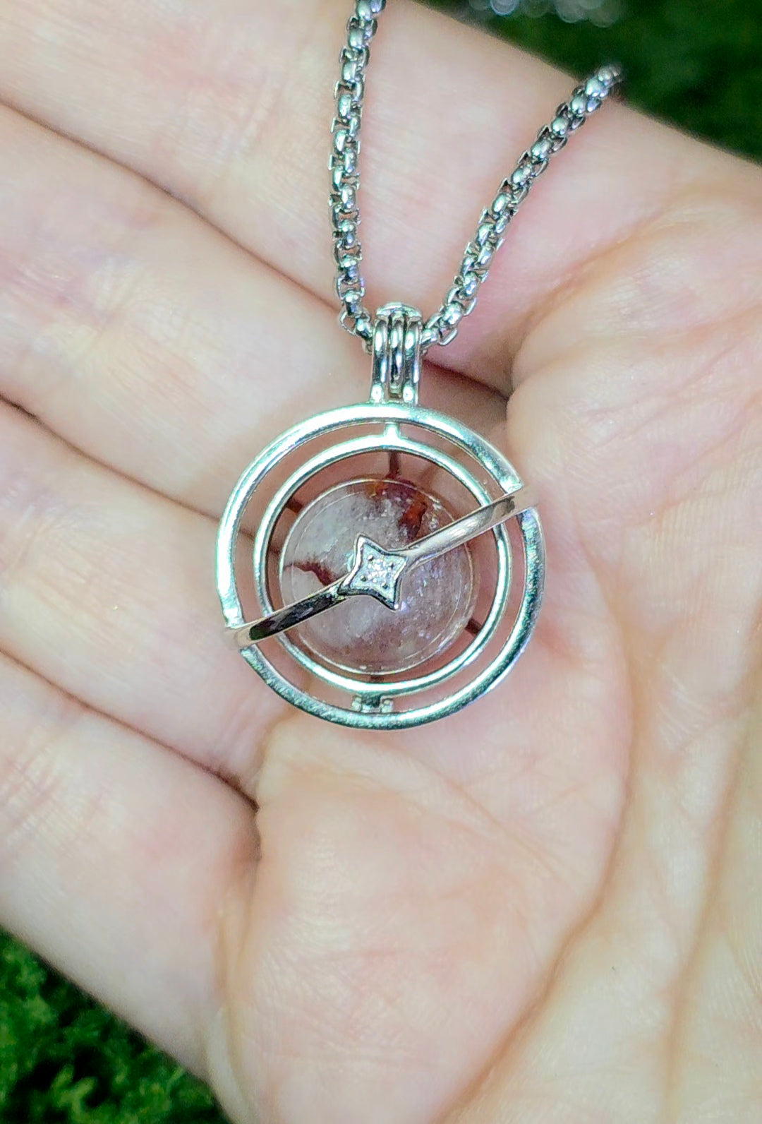 Fire Quartz Mini Sphere Cage Pendant
