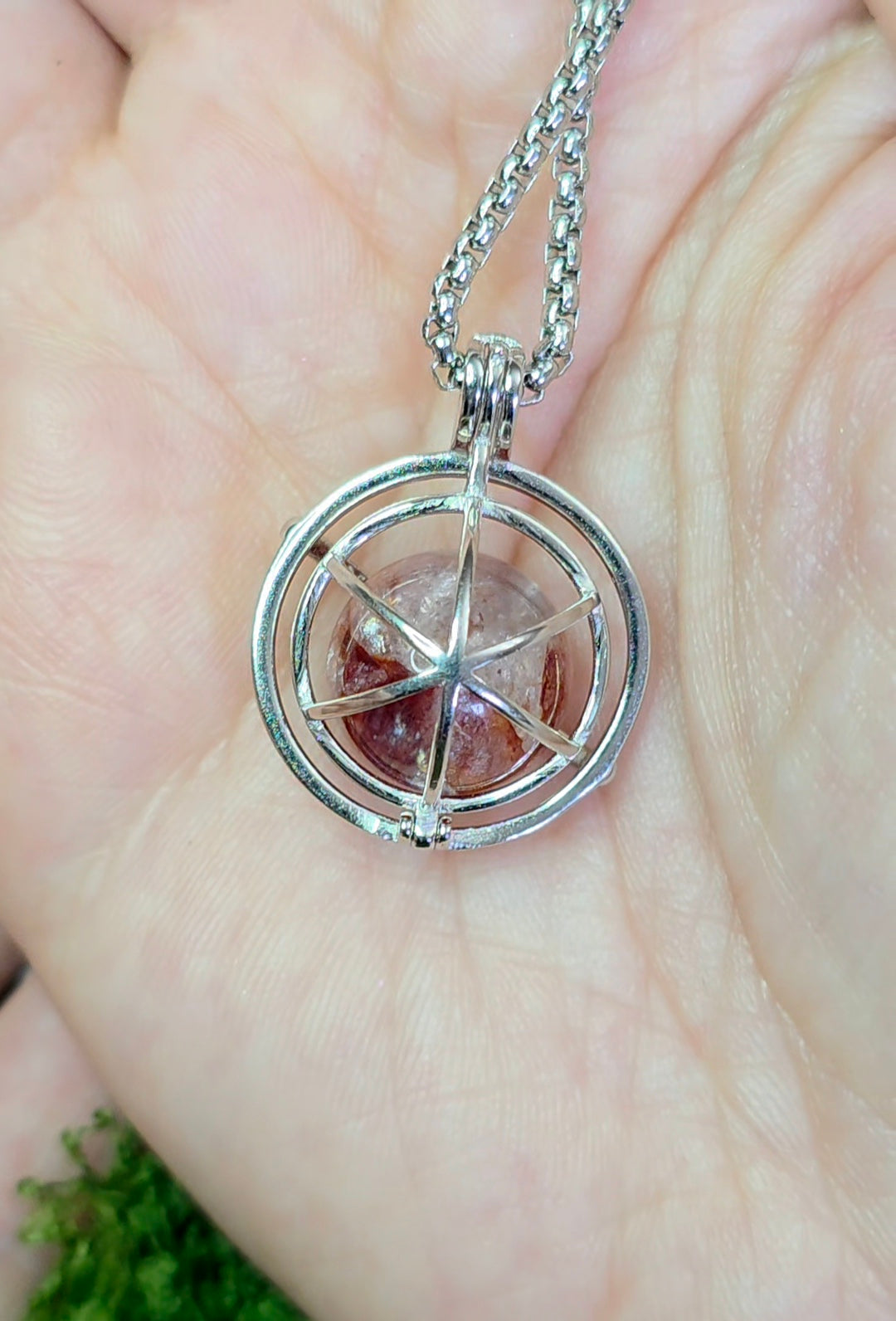 Fire Quartz Mini Sphere Cage Pendant