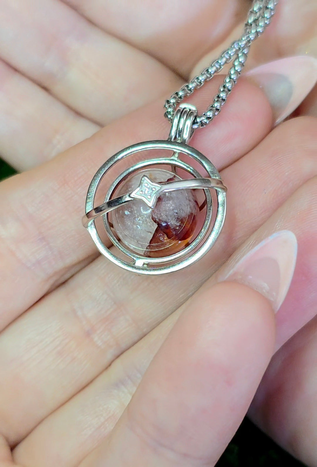 Fire Quartz Mini Sphere Cage Pendant