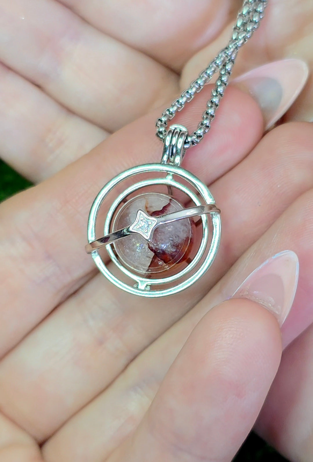 Fire Quartz Mini Sphere Cage Pendant