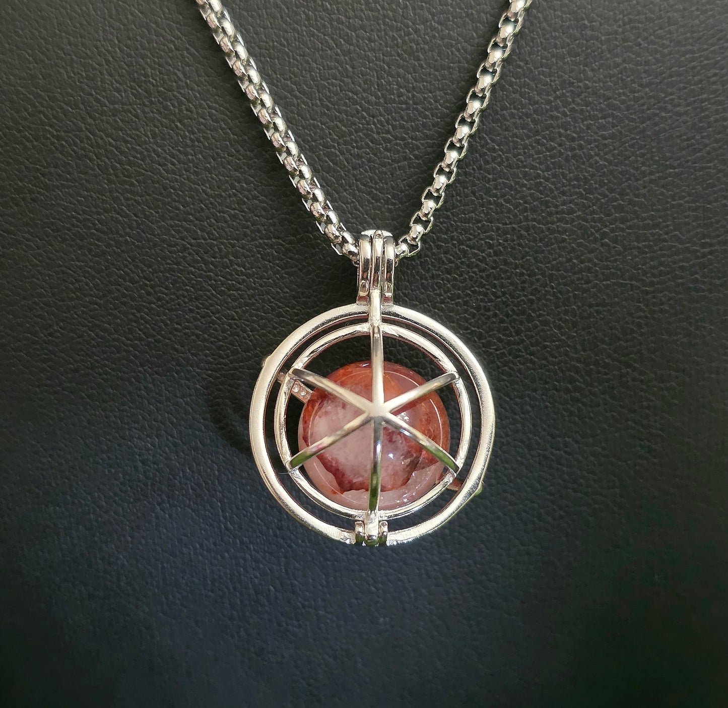 Fire Quartz Mini Sphere Cage Pendant