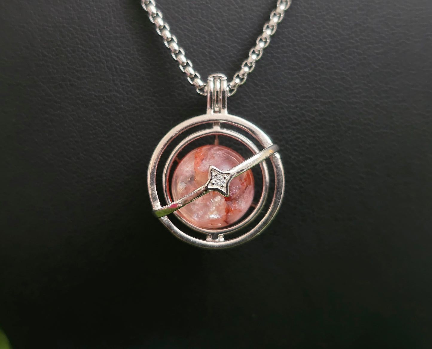 Fire Quartz Mini Sphere Cage Pendant