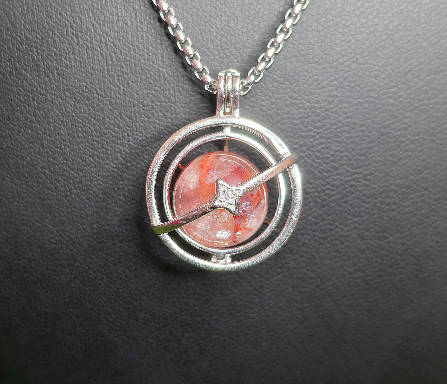 Fire Quartz Mini Sphere Cage Pendant
