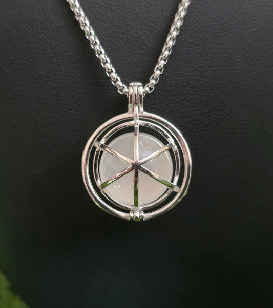 Milky Quartz Mini Sphere Cage Pendant