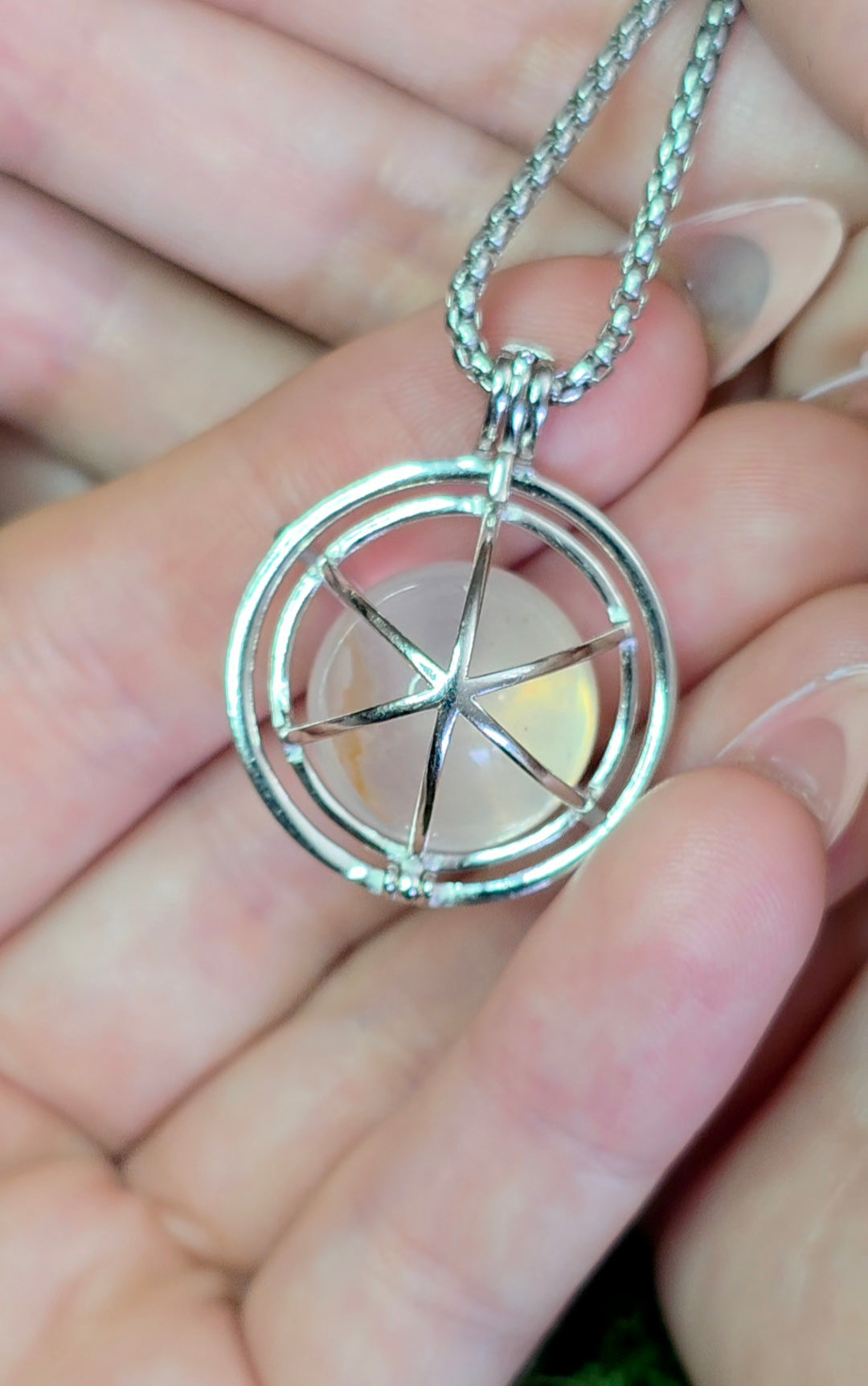Rose Quartz Mini Sphere Cage Pendant