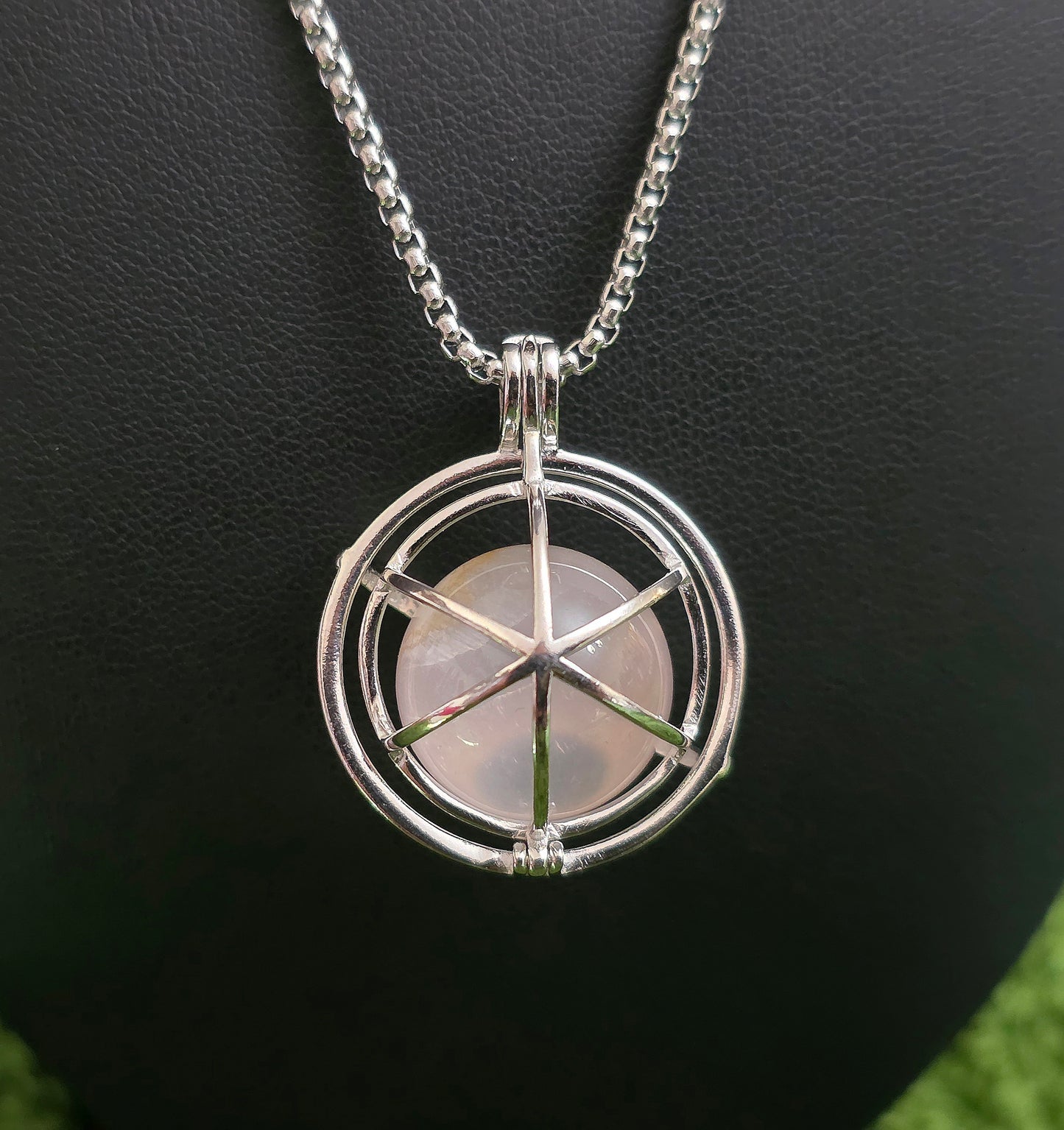 Rose Quartz Mini Sphere Cage Pendant