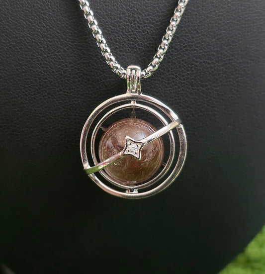 Copper Rutilated Quartz Mini Sphere Cage Pendant