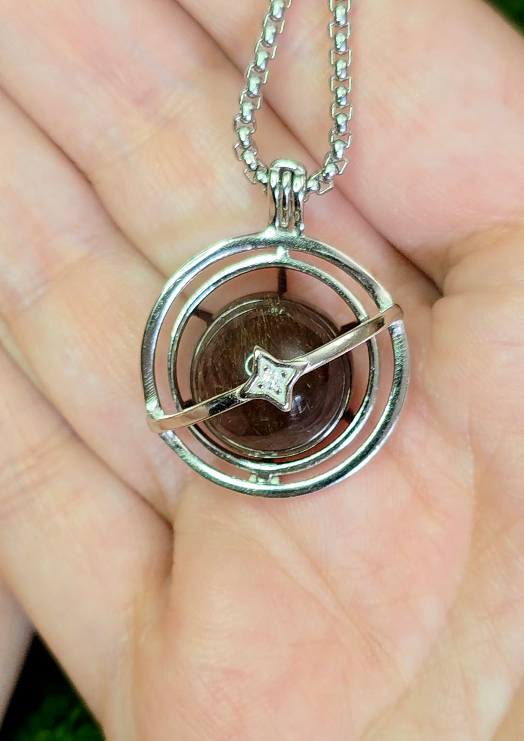 Copper Rutilated Quartz Mini Sphere Cage Pendant