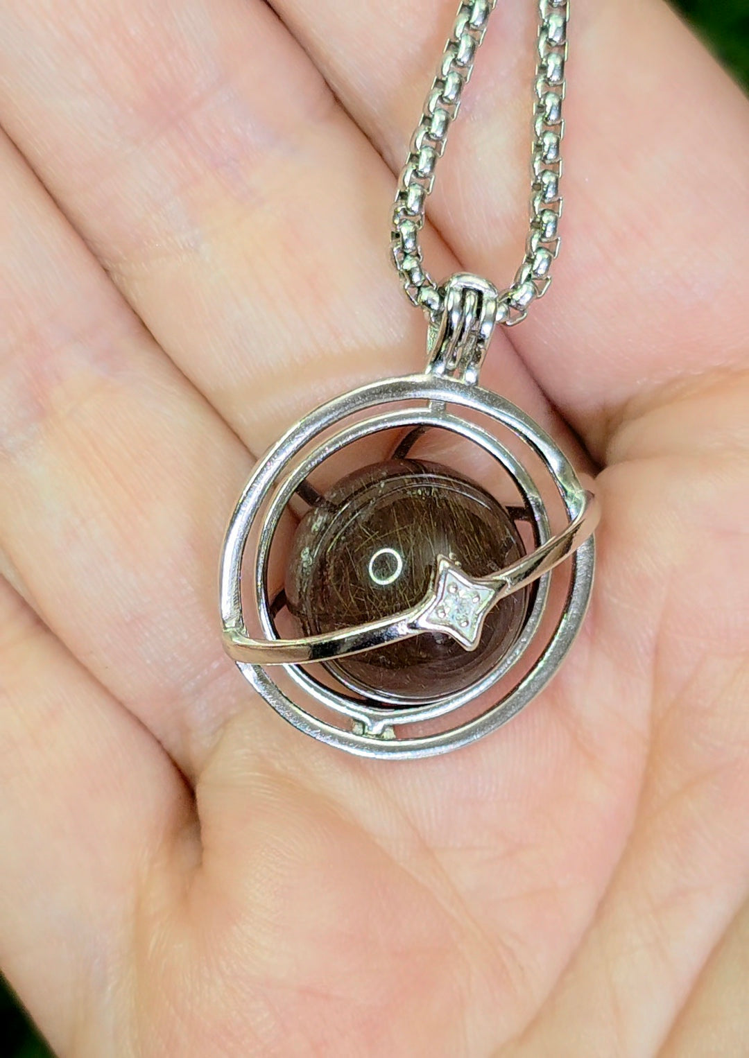 Copper Rutilated Quartz Mini Sphere Cage Pendant