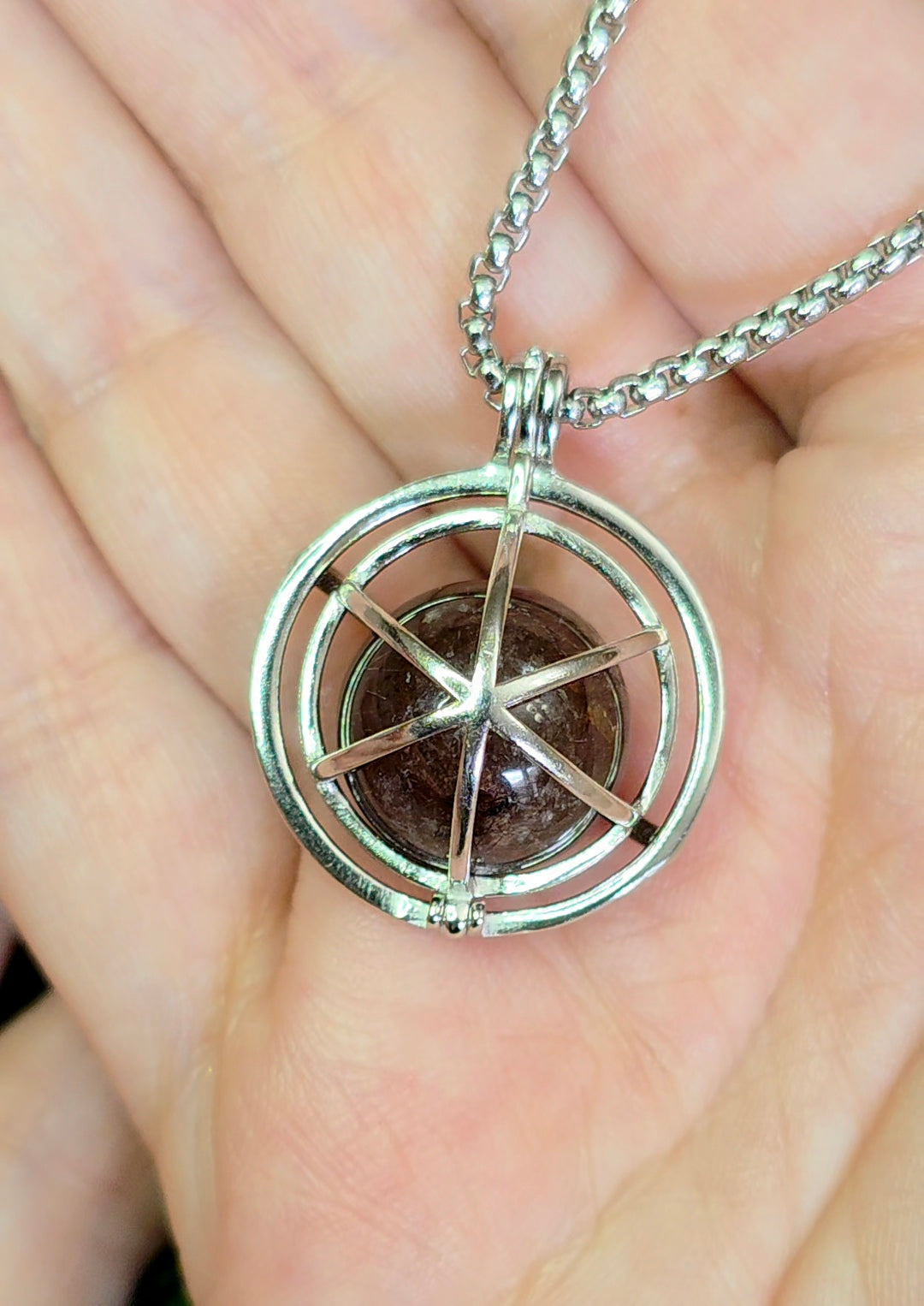 Copper Rutilated Quartz Mini Sphere Cage Pendant
